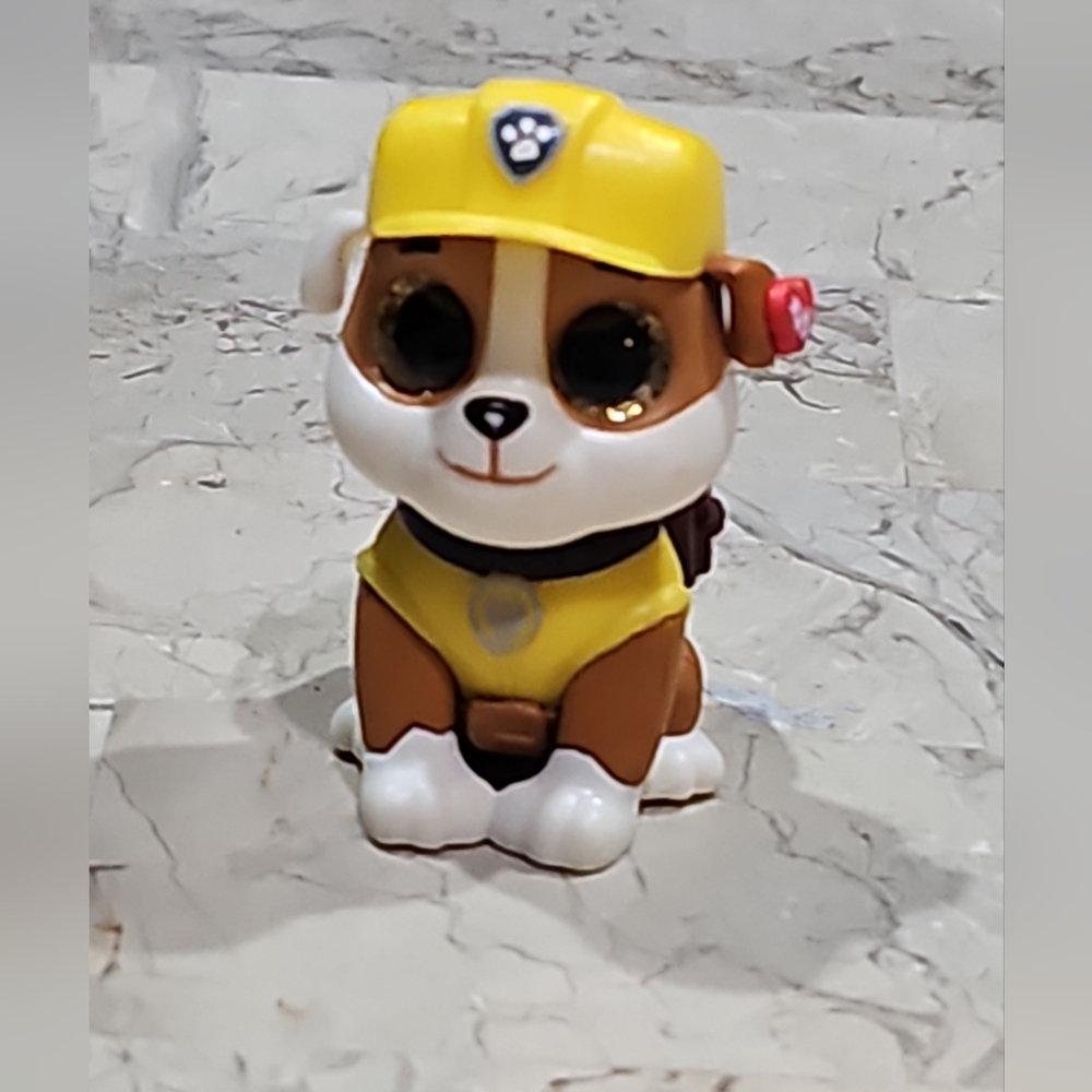 Ty Beanie Boos Mini RUBBLE the Paw Patrol Dog Hand Painted Vinyl Figure 2" inch